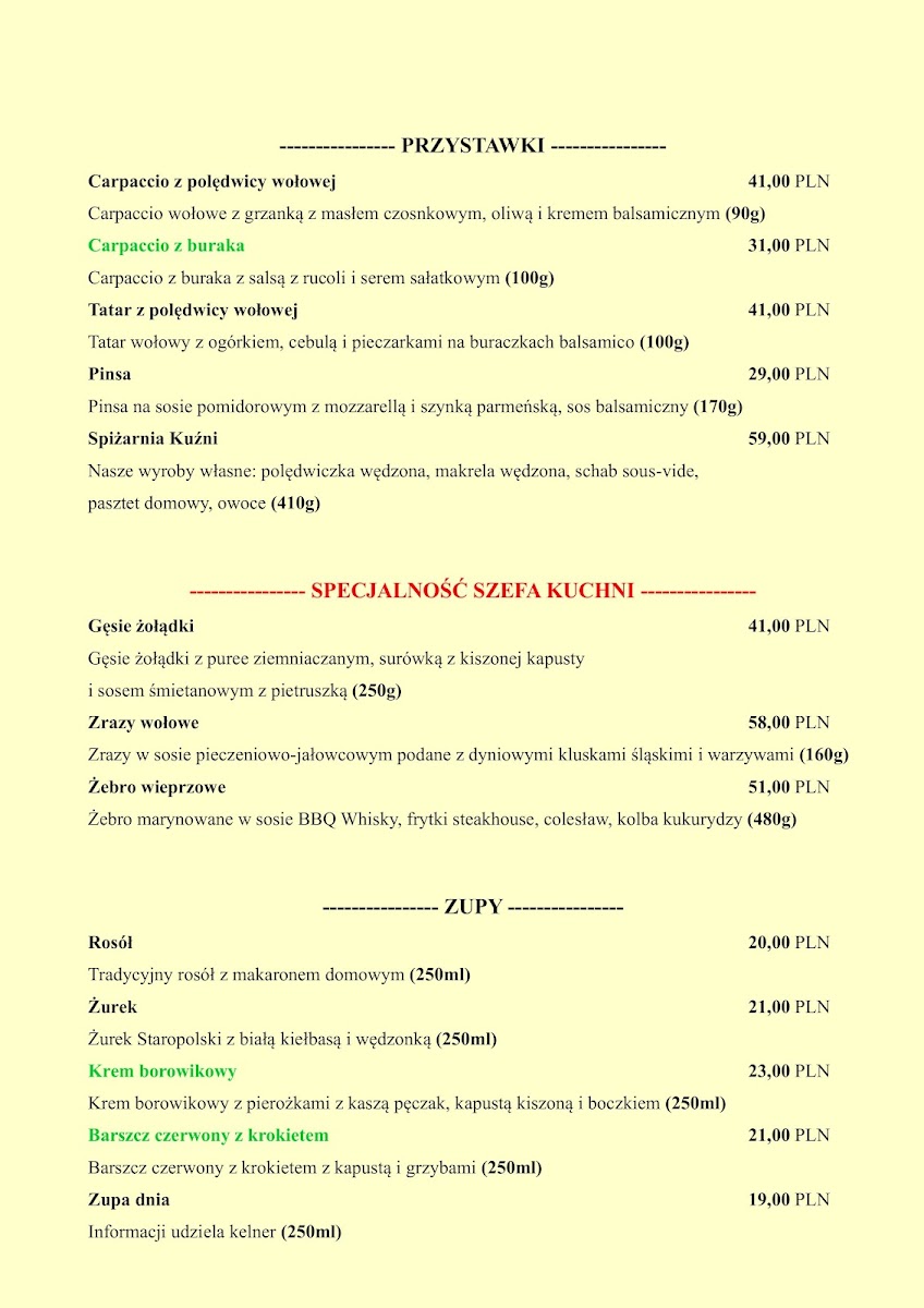 Menu Kuźnia Smaków-1